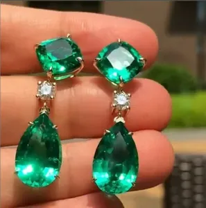 Pendientes de Diamantes TISHYA, Chapados en Oro Amarillo de 14K, Estilo Vintage, con Corte Cojín, Personalizados - Product Image 2