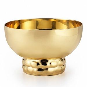 Round Fruit Bowl Golden Shinny Table Top High Quality Home Decor Decorative Hammered Design <b>Large</b> Wedding Bowl - Product Image 4