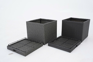 <strong>Wicker</strong> storage <strong>boxes</strong> <strong>with</strong> <strong>lid</strong>- can be used as a tray for coffee cups, tea cups - Product Image 1