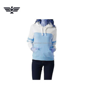 2025 Best Selling Women's Custom Color Block <b>Long</b> Pullover <b>Hoodie</b> Street Style Knitted Fleece Design Winter Season 100% Cotton - Product Image 1