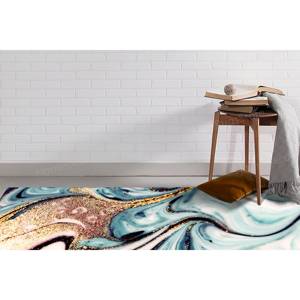 Blue And Gold Marble Printed <b>Rug</b> - Luxury Home Decor,<b>Chenille</b> <b>Rug</b> - Product Image 3