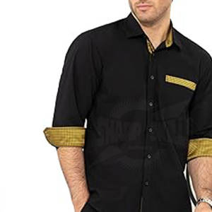 Camisas de vestir para hombre ajustadas de color sólido tejidas con cierre de botón cubierto al por mayor cantidad a granel MOQ bajo - Product Image 2