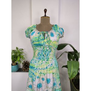Women's Elegant Boho Style Summer Beach <b>Dress</b> Floral Cottage Print <b>Elastic</b> Waist Free Size XL Included Digital for Leisure - Product Image 2
