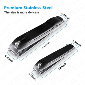 Ensemble de coupe-ongles professionnels en acier inoxydable noir, kit de manucure de luxe en 2 pièces pour hommes et femmes, OEM - Product Image 4