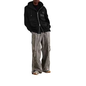 Sudadera con Capucha Cargo para Hombre, de Algodón, Ecológica, Gruesa, de Invierno, con Logotipo Personalizado de Alta Calidad, Talla Grande - Product Image 1