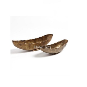 Ensemble de 2 bols décoratifs en aluminium, qualité exclusive, couleur or, pour servir des fruits secs, pour restaurants et hôtels. - Product Image 4