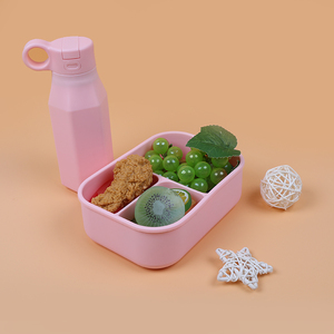 3 Compartment Silicone Bento Box Set School Work Microwave Portable Reusable Leakproof Bento Lunch Box For Kids Bpa Free