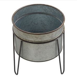 Maceta de metal galvanizado de la mejor calidad con soporte, Juego de 2 para hogar y jardines a bajo precio - Product Image 4