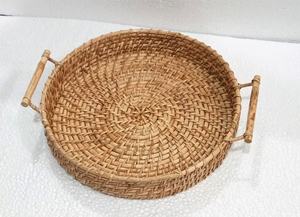 Bandeja de yute ecológica única antigua, plato de desayuno de madera Natural hecho a mano, Plato decorativo cuadrado para Hotel en casa - Product Image 2