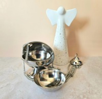 Petit brûleur d'encens en métal argenté, artisanat religieux, décoration d'église, aromatique, écologique, pour usage intérieur, article M R Incense