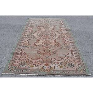 Alfombra turca Vintage de 5,6x8,7 pies, beige, marrón, área grande, respaldo de látex de lana, Patchwork para adolescentes, pasillo rectangular de Tabriz - Product Image 1