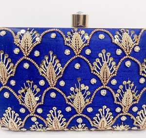Blue Zardozi Handwork Clutch Embroidered Clutch for Wedding - Product Image 2