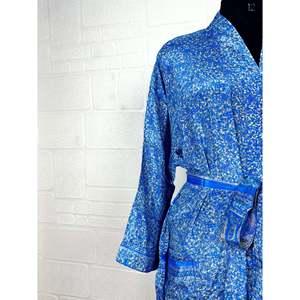 Recycled Vintage Silk Sari <b>Robe</b> Boho Floral Print Dressing Gown <b>Beach</b> Coverup or Bridesmaid Anniversary Gift - Product Image 3
