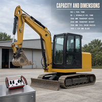 En stock, Excavatrice de chantier d'occasion 305.5 compatible avec télécommande industrielle, capacité de montée de 30 degrés pour travaux en zone montagneuse