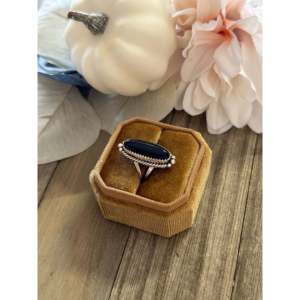 Onyx & Sterling Silver Navajo <b>Ring</b> Resizable Gemstone Inlay Jewelry for <b>Kids</b> - Product Image 3