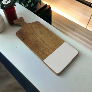 Planche à découper rectangulaire faite à la main en bois de manguier, planche à découper décorative en émail pour la cuisine en résine - Product Image 1
