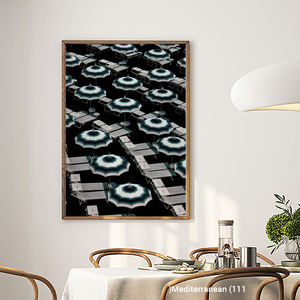 Art de toile relax unique de vacances ordonnées méditerranéennes modernes avec cadre en bois - Product Image 3