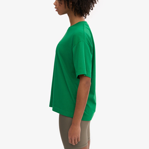 Nouveau t-shirt pour femme 100% coton à la mode logo brodé personnalisé t-shirt pour femme vierge à col rond oversize et épaules tombantes - Product Image 6