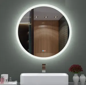 Круглое светодиодное зеркало для ванной комнаты с сенсорным/выключенным настенным кретом 60 см