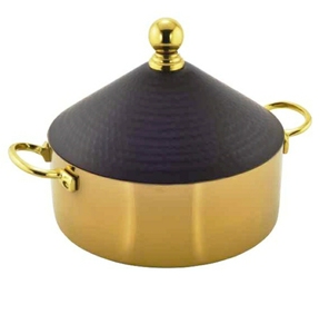 Olla caliente decorativa con tapa chapada en oro de diseño martillado, nuevo diseño atractivo, cazuelas aisladas de madera, olla caliente - Product Image 2
