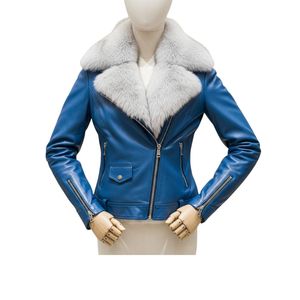 Nouvelle arrivée 2025 femmes bleu mode vestes en cuir avec pour les vêtements d'hiver Top vente à manches longues vestes en cuir - Product Image 4