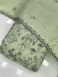 Venta al por mayor de calidad superior de algodón puro Cambric tela bordada vestido de lujo Lehenga Dupatta Material para niñas - Product Image 3