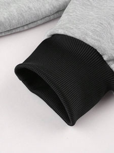 Ensemble de survêtement athlétique 2 pièces pour homme en coton 100 % : sweat à capuche bicolore avec cordon de serrage et pantalon de sport - Product Image 4