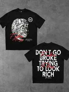 T-shirt formel pour homme en coton 100% de qualité supérieure, col en V uni, taille plus, épaules tombantes, coupe régulière, bordure contrastée tricotée - Product Image 5