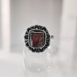 Joyería de piedra en bruto, anillo para mujer, granate Natural, piedra preciosa cruda, piedra natal de enero, anillo bohemio, joyería, anillo de Plata de Ley 925 - Product Image 2