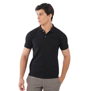 Design de mode confortable pour polo Plus Size Tissu tricoté respirant Top vente Couleur unie Noir - Product Image 1