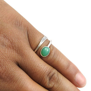 Anillos de Plata de Ley 925 de diseño minimalista con piedra preciosa crisoprasa natural para regalos de joyería de cumpleaños o boda joyería fina - Product Image 3
