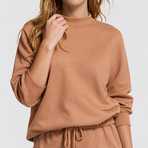 Logo personnalisé lettre automne nouvelles femmes réversible col montant sweat-shirt surdimensionné à manches longues pull-over fabricant de sweat-shirt - Product Image 4