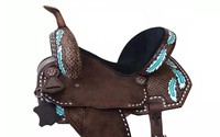 Selle de cheval en cuir anglais brun foncé de qualité supérieure |   Équipement d'équitation en bois durable et confortable |   Équipement équestre portable prêt à être expédié