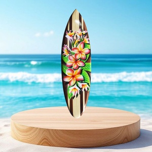 กระดานโต้คลื่น<span class=keywords><strong>ฮาวาย</strong></span>ชายหาดเขตร้อนงานแฮนด์เมดศิลปะแขวนผนัง50ซม. <span class=keywords><strong>ต้น</strong></span>ปาล์มและดอกชบา - Product Image 5