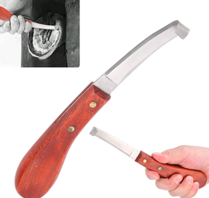 Cuchillo para Pezuñas de Acero Inoxidable de Una Sola Hoja, Estándar Internacional de Alta Calidad, con Mango de Madera, Seguro y Ajustable - Product Image 1