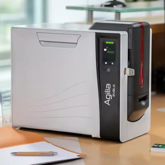 High Quality Evolis Agilia ID Card Printer Retransfer Technology 600 DPI Dual Interface Security Magnetic Strip Encoder Stock