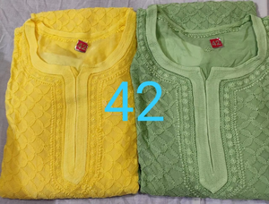 Belle Allover Chikankari Kurta avec pantalon assorti travail à la main et broderie de fil fin pour les occasions ethniques et formelles - Product Image 6