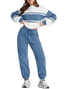 Chándal de mujer de calidad superior 100% algodón transpirable contraste de color de gran tamaño estilo liso técnicas lavadas 2026 - Product Image 2