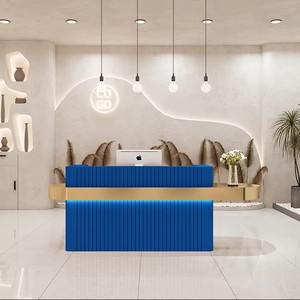Mostrador de Recepción Moderno y Brillante para Barbería, Superficie Sólida, Mostrador de Salón de Belleza, Mesa de Recepción Comercial de Lujo para Salón - Product Image 2