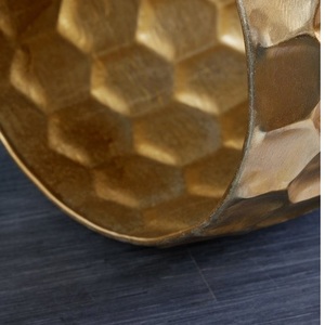 Contemporary Brass Honeycomb Side Table with Wood Top Handmade Metal <b>Frame</b> Modern Living Room Furniture - Product Image 5