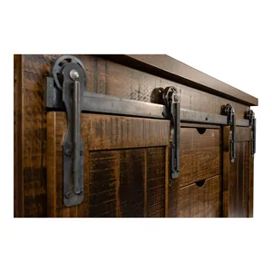 Rocklyn buffet en bois antique deux portes trois tiroirs coulissants en fer pour bureau à domicile salon salle à manger cuisine commode meubles - Product Image 5