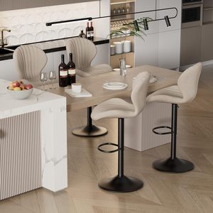 Chaises <span class=keywords><strong>de</strong></span> bar pivotantes réglables beiges faciles à assembler pour la cuisine Tabourets <span class=keywords><strong>de</strong></span> bar modernes à hauteur <span class=keywords><strong>de</strong></span> <span class=keywords><strong>comptoir</strong></span> <span class=keywords><strong>avec</strong></span> <span class=keywords><strong>dossier</strong></span> haut - Product Image 1
