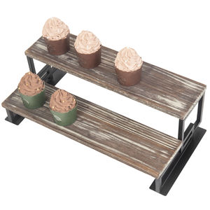 Antique Rustic Wood Cake <b>Cupcake</b> <b>Stand</b> with Metal Frame Best Price for Food Display and Decorative Accessory from India - Product Image 5