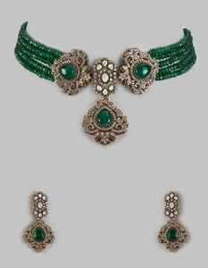 Parure Ras-du-Cou Polki Kundan Plaqué Or Antique avec Boucles d'Oreilles Assorties en Laiton pour Mariage Fête Fiançailles Anniversaire - Product Image 2