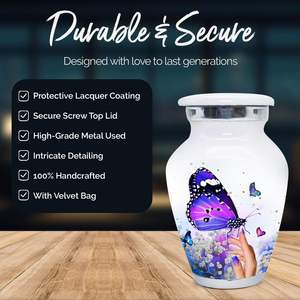 White Butterfly Keepsake <b>Urns</b> - <b>Small</b> <b>Urns</b> <b>for</b> <b>Ashes</b> Set of 4 with Box & Bags - Mini <b>Urns</b> <b>for</b> <b>Human</b> <b>Ashes</b> Keepsake - <b>Small</b> White - Product Image 2