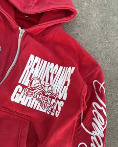 Sudaderas con cremallera completa de felpa francesa de algodón 100% unisex, sudaderas con capucha y logotipo personalizado del fabricante al por mayor, sudaderas con capucha para hombre con patrón de tinte - Product Image 6