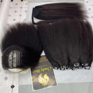 CDYHAIRVN Peluca U-Part sin pegamento, cabello humano virgen vietnamita liso rizado, cutícula alineada, proveedores mayoristas - Product Image 6