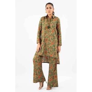 Conjunto de Traje de Lino Verde para Mujer, Sin Coser e Impreso, de 2 Piezas - Product Image 4