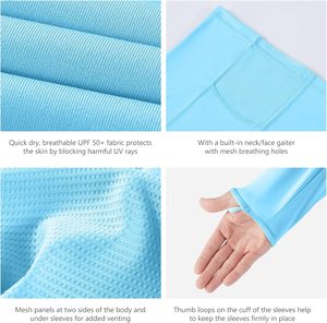 Chemise de pêche à manches longues unisexe UPF 50, masque, cache-cou, capuche, 100% polyester, antibactérien, logo personnalisé, impression par sublimation - Product Image 4