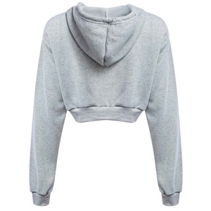 Qualité supérieure 100% coton femmes vêtements Logo personnalisé Street Wear fermer bas haut court à capuche pull Anti-rétrécissement récolte sweats à capuche - Product Image 4